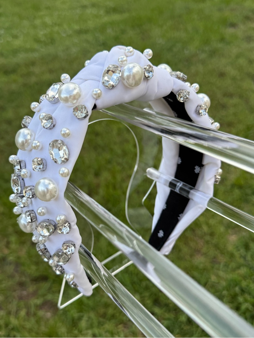 NEW Lele Sadoughi x Stoney Clover Lane Blanc White Headband Pearls Crystals SCL